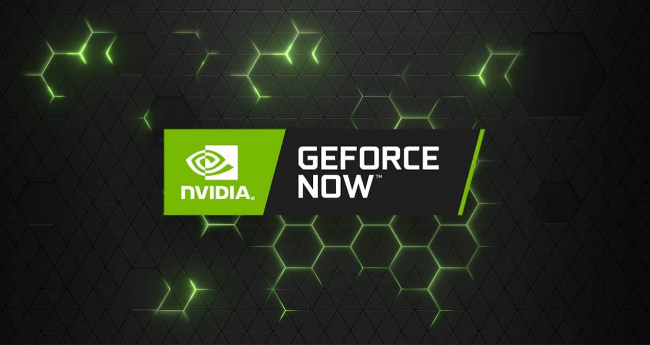 The logo for NVidia beside the text, "Geforce Now."