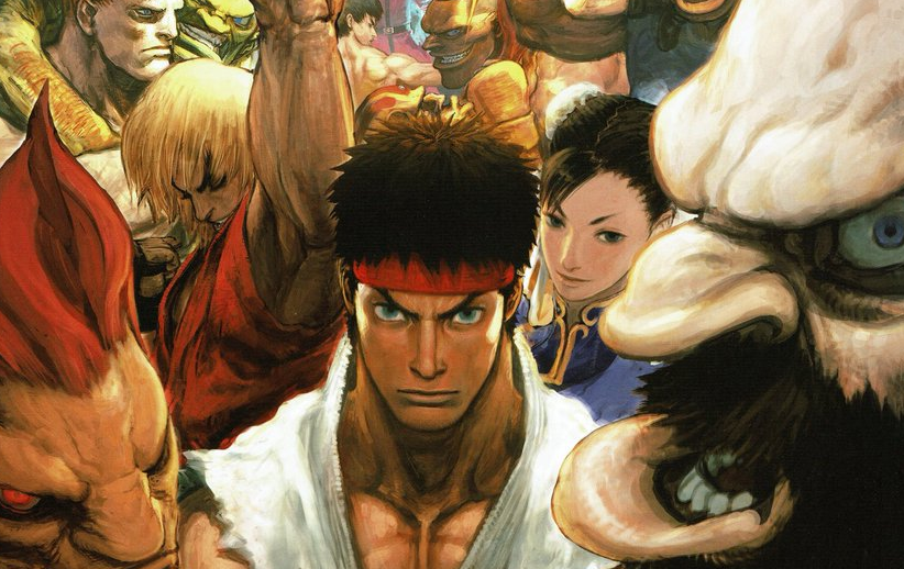 Multiple Street Fighter characters, with Ryu in the centre.