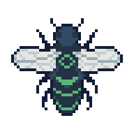 A green and black bee.