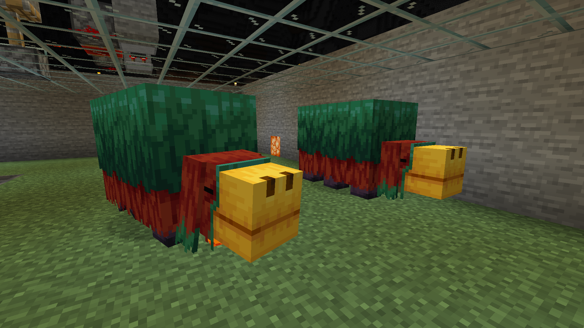 A screenshot of two sniffers. They are large green and red creates with a yellow face.