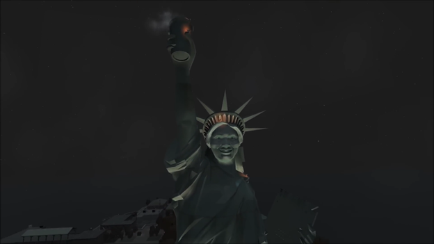 A Statue of Liberty with Hillary Clinton's face.